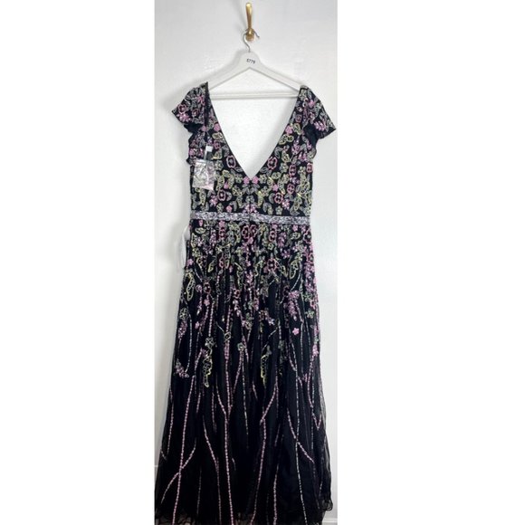 MAC DUGGAL 5353 Evening Dress in Black Multi Size 18W - Picture 7 of 10